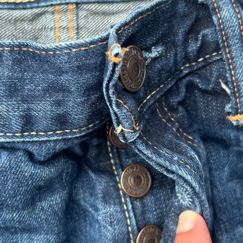 Abercrombie & Fitch Distressed Straight Leg Jeans Dark Wash Button Fly 30x30 - Picture 3 of 9